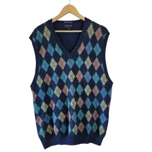 VTG Y2K GANT Unisex HAND Intarsia Pullover Sweater Vest XL Colorful Retro Cotton